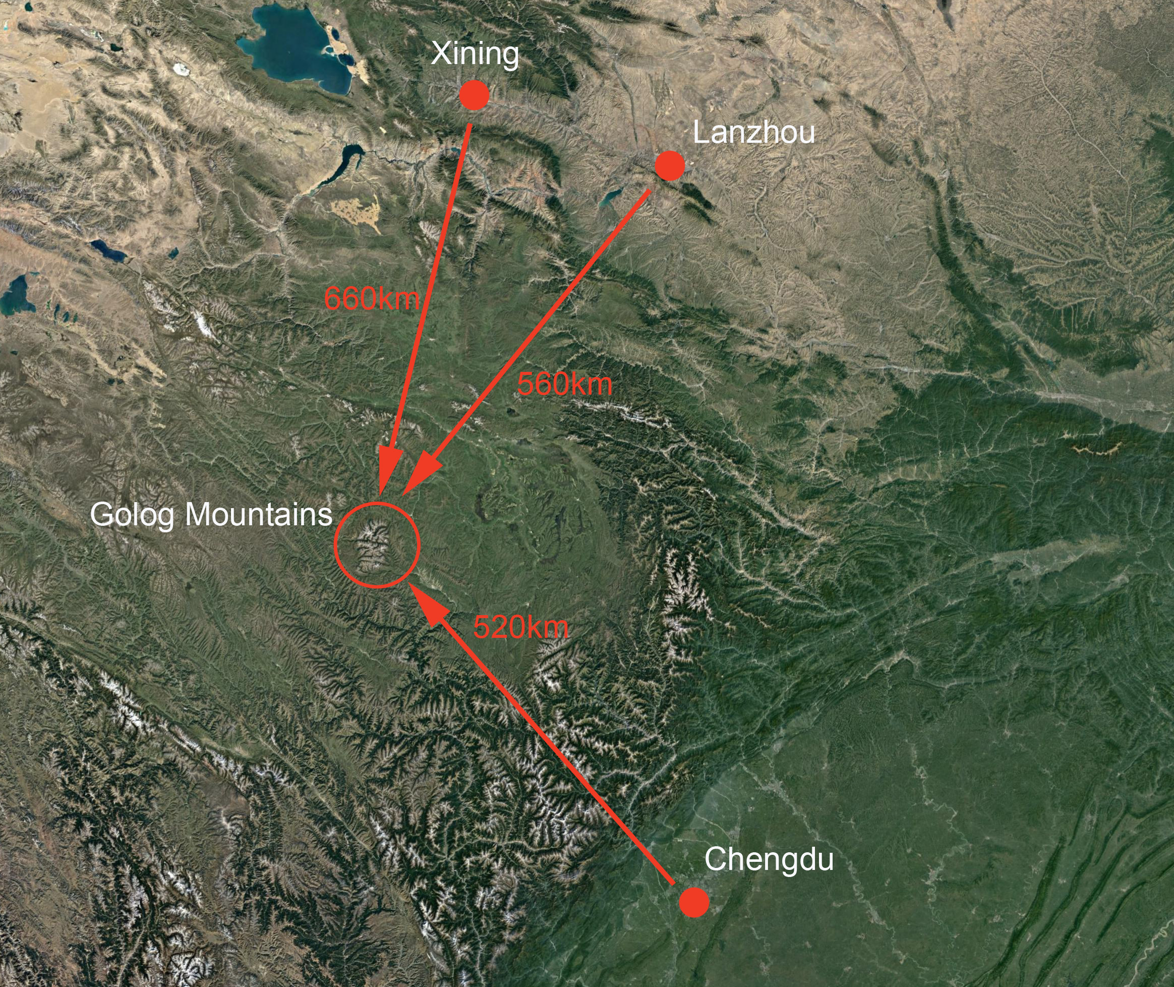 Golog Mountain Location Map