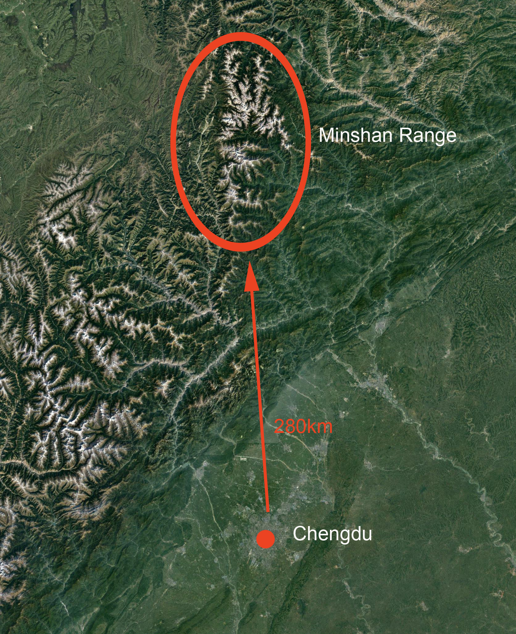 Minshan Range Location Map