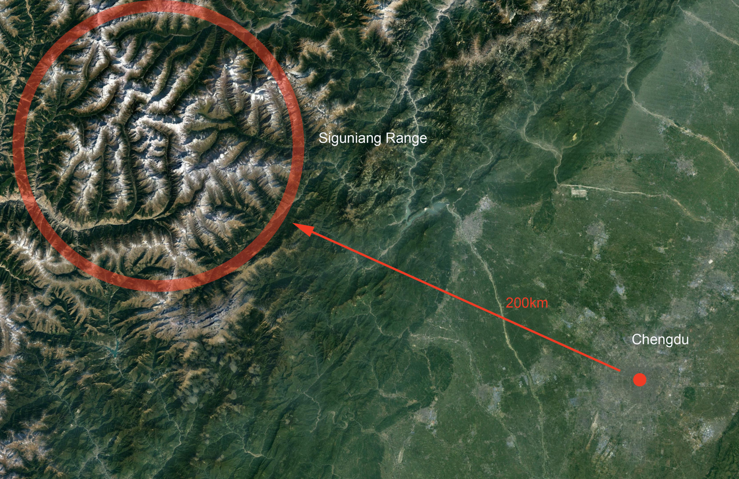 Siguniang Mountain Range Location Map