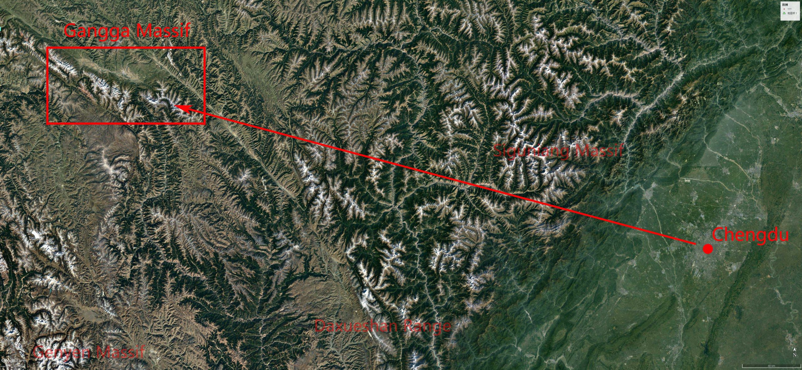 Gangga Massif Location Map