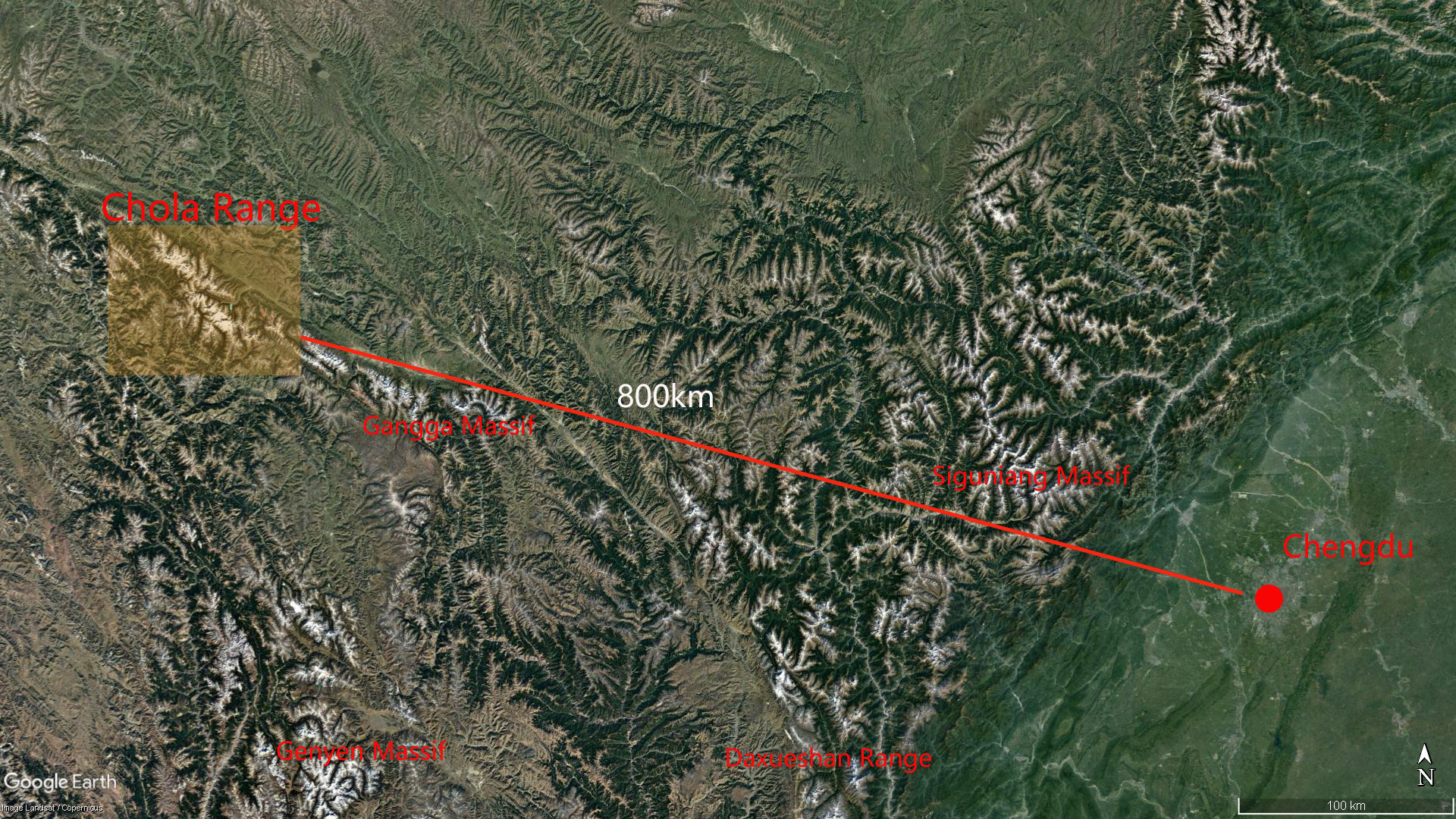 Chola Range Location Map