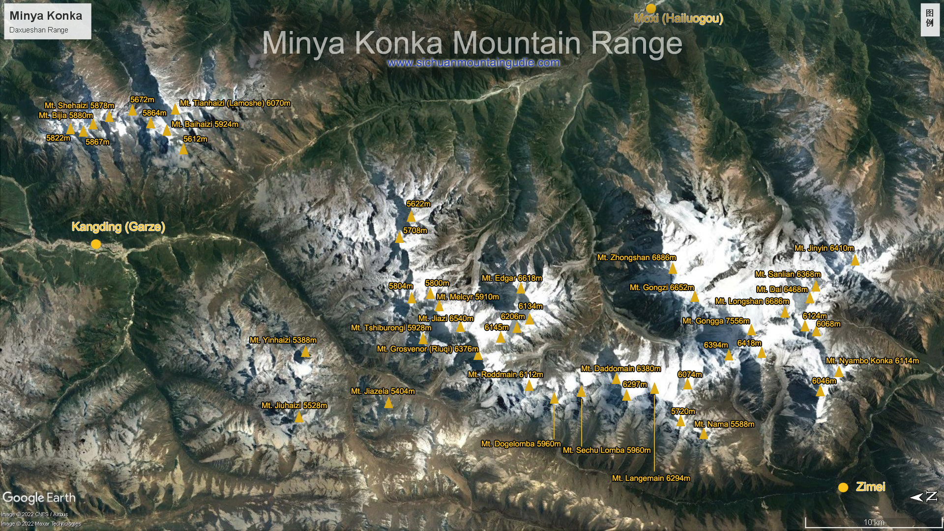MInya Konka Peaks Map