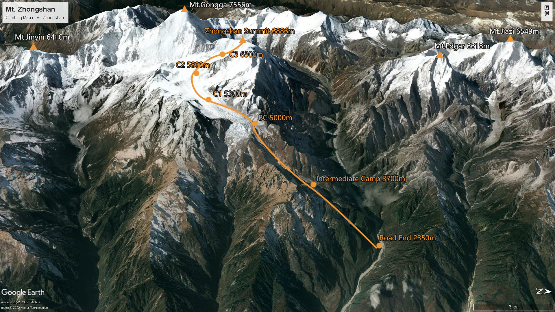 Mt. Zhongshan Climbing Map